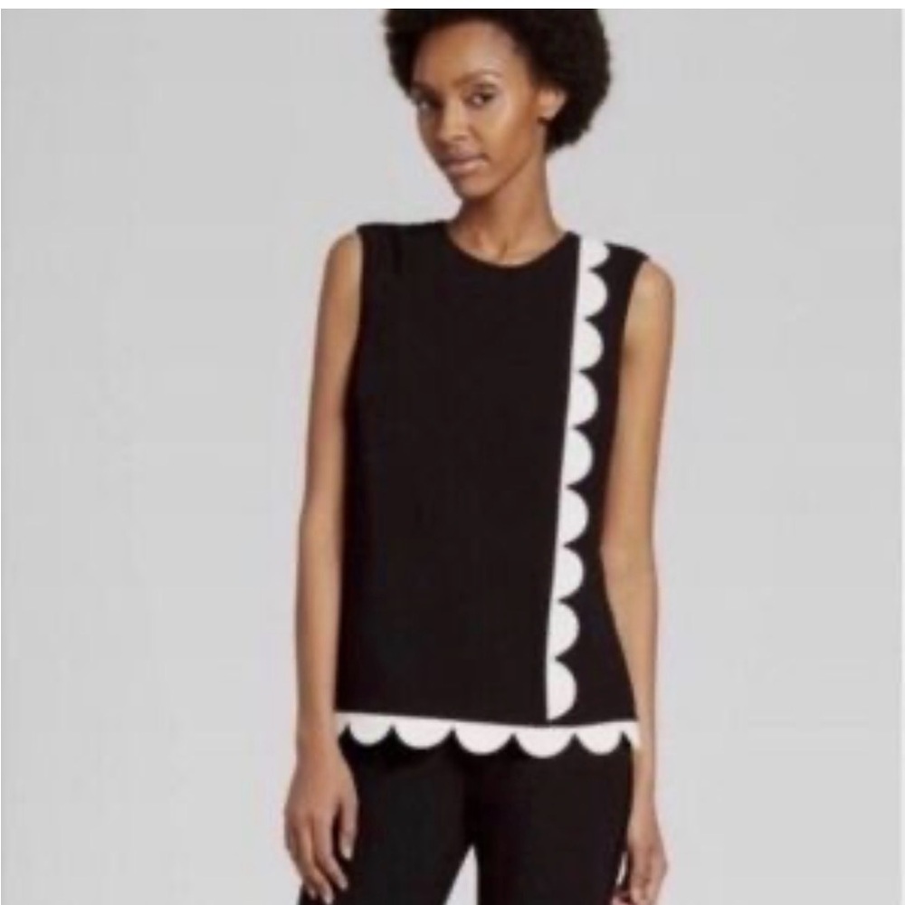 Victoria Beckham for Target Black Top with White Scallop Trim